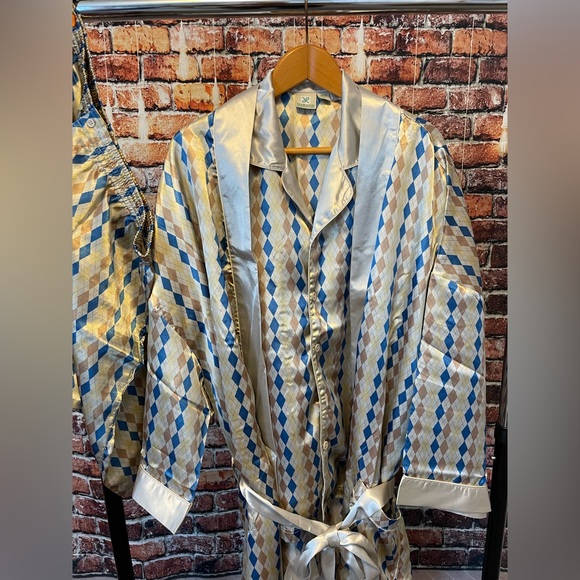Vintage Midcentury Haband satin pajama set shirt shorts & matching robe 4 piece - Picture 11 of 13